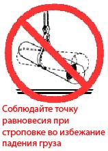 Соблюдайте точку равновесия при строповке во избежание падения груза